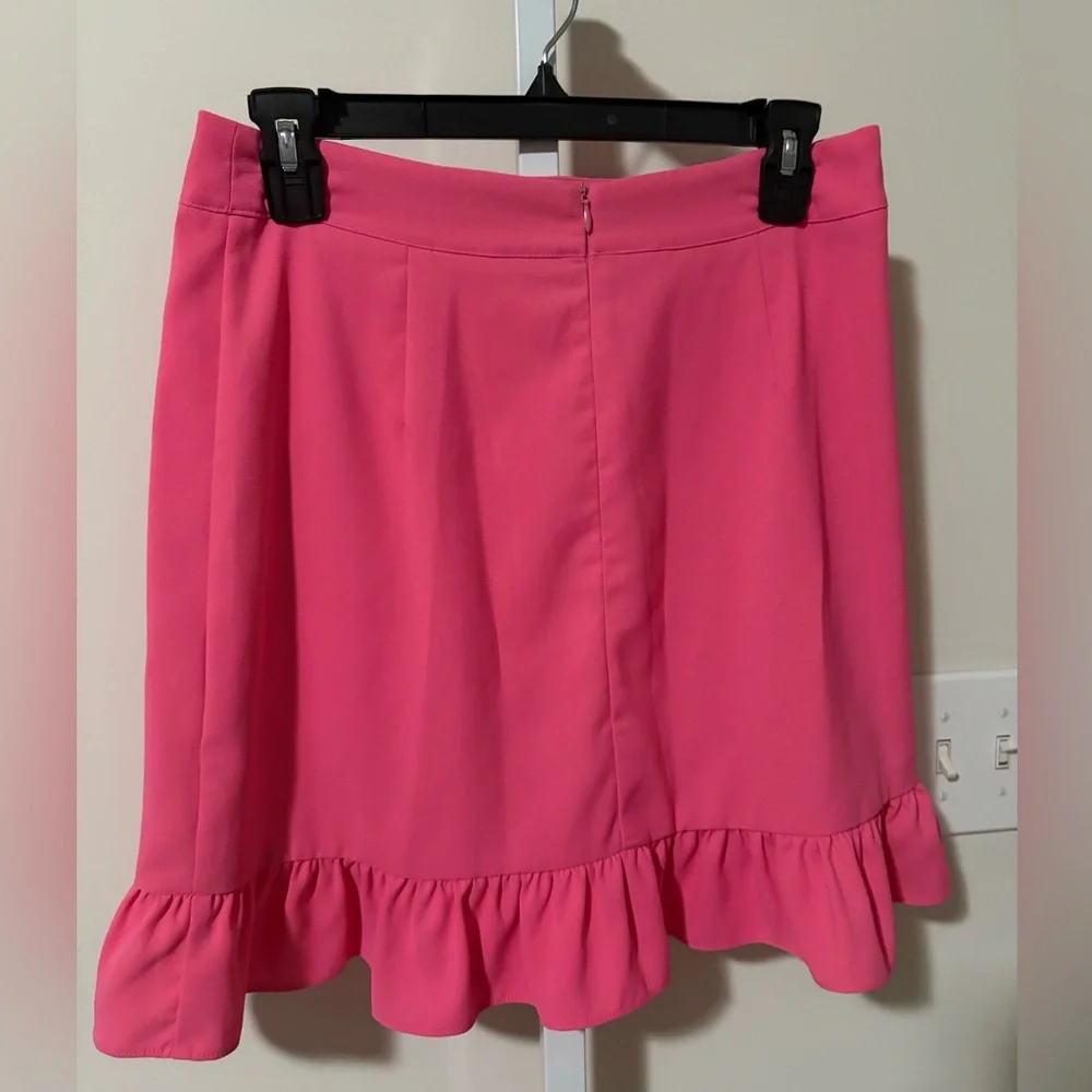 Karlie Asymmetrical Pink Ruffle Skirt